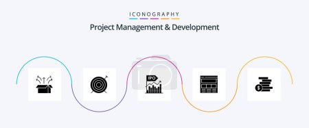 Téléchargez les illustrations : Project Management And Development Glyph 5 Icon Pack Including interface. website. focus. public. modern - en licence libre de droit