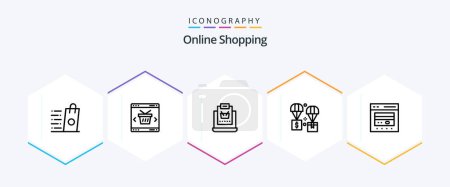 Ilustración de Online Shopping 25 Line icon pack including exchange. air. shopping. shopping. online - Imagen libre de derechos