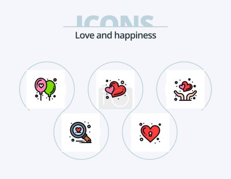 Ilustración de Love Line Filled Icon Pack 5 Icon Design. love. like. fire. heart. love - Imagen libre de derechos