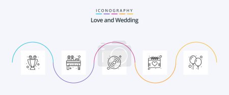 Téléchargez les illustrations : Wedding Line 5 Icon Pack Including balloon. valentine. party. love. music - en licence libre de droit