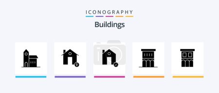 Illustration for Buildings Glyph 5 Icon Pack Including house. architecture. location. percentage. estate. Creative Icons Design - Royalty Free Image
