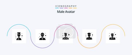 Illustration for Male Avatar Glyph 5 Icon Pack Including . wall. waiter. assistant - Royalty Free Image