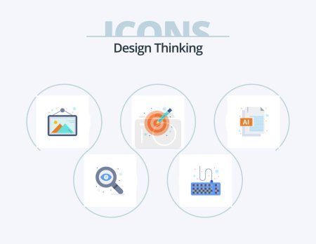 Téléchargez les illustrations : Design Thinking Flat Icon Pack 5 Icon Design. file. ai. image. vectors. illustration - en licence libre de droit