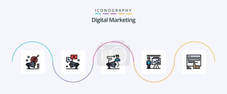 Illustration for Digital Marketing Line Filled Flat 5 Icon Pack Including presentation. business. chat. megaphone. user - Royalty Free Image