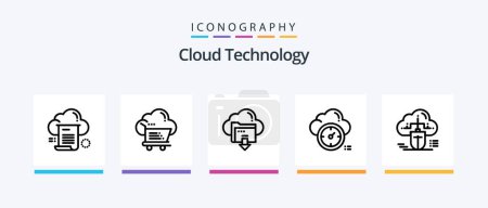 Illustration for Cloud Technology Line 5 Icon Pack Including data. mail. data. cloud. cloud. Creative Icons Design - Royalty Free Image