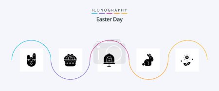 Téléchargez les illustrations : Easter Glyph 5 Icon Pack Including rose. flower. disk. rabbit. bynny - en licence libre de droit