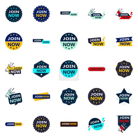 Illustration for Join Now 25 Unique Typographic Designs to stand out and drive membership - Royalty Free Image