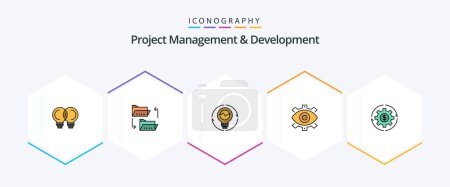Ilustración de Project Management And Development 25 FilledLine icon pack including creative. lightbulb. sharing. light. idea - Imagen libre de derechos