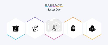 Téléchargez les illustrations : Easter 25 Glyph icon pack including egg. flower. celebration. easter. egg - en licence libre de droit