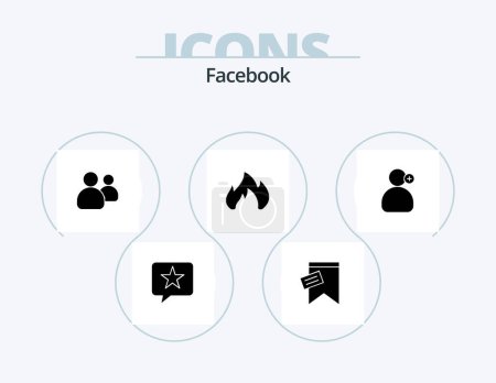 Illustration for Facebook Glyph Icon Pack 5 Icon Design. work. spark. friends. fire place. fire - Royalty Free Image