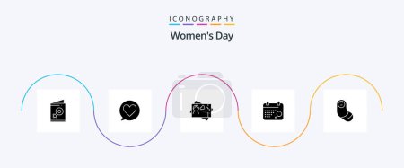 Illustration for Womens Day Glyph 5 Icon Pack Including womens. heart. love. love. day - Royalty Free Image