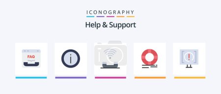 Ilustración de Help And Support Flat 5 Icon Pack Including lifebuoy. circle. sign. telephone. productivity. Creative Icons Design - Imagen libre de derechos