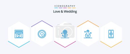 Illustration for Love And Wedding 25 Blue icon pack including passion. love. valentine. wedding. love - Royalty Free Image