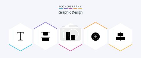 Ilustración de Design 25 Glyph icon pack including . . vertical. horizontal. align - Imagen libre de derechos
