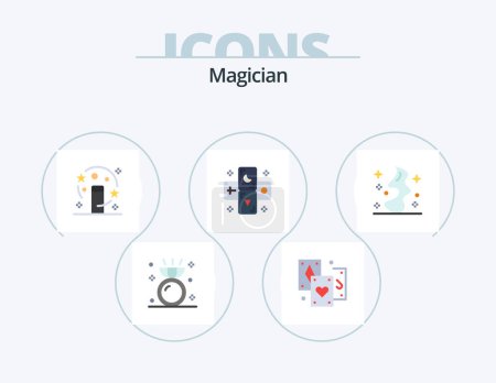 Téléchargez les illustrations : Magician Flat Icon Pack 5 Icon Design. smoke. zodiac. magic. tarot. astrology - en licence libre de droit
