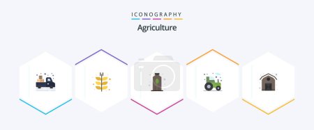 Téléchargez les illustrations : Agriculture 25 Flat icon pack including barn. tractor. harvesting. farm. agriculture - en licence libre de droit