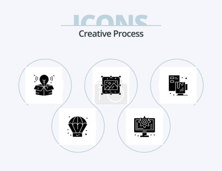 Illustration for Creative Process Glyph Icon Pack 5 Icon Design. file. process. process. creative. picture - Royalty Free Image