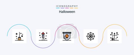 Illustration for Halloween Line Filled Flat 5 Icon Pack Including horror. frightening. halloween. eve. spider - Royalty Free Image