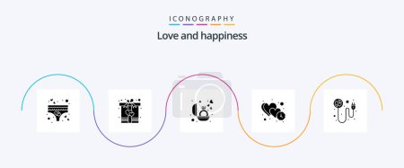 Illustration for Love Glyph 5 Icon Pack Including heart. time. engagement. love. clock - Royalty Free Image