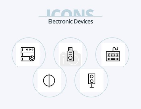 Ilustración de Devices Line Icon Pack 5 Icon Design. tablet. device. electronics. cpu. chip - Imagen libre de derechos