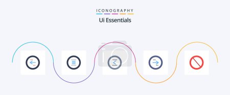 Illustration for Ui Essentials Flat 5 Icon Pack Including direction. arrow. menu. previous. interface - Royalty Free Image