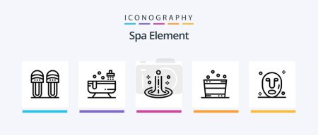 Ilustración de Spa Element Line 5 Icon Pack Including mask. ornamental. water. light. candle. Creative Icons Design - Imagen libre de derechos