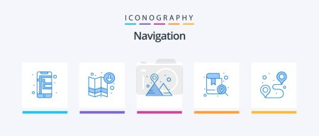 Ilustración de Navigation Blue 5 Icon Pack Including location. map. camping. location. book. Creative Icons Design - Imagen libre de derechos