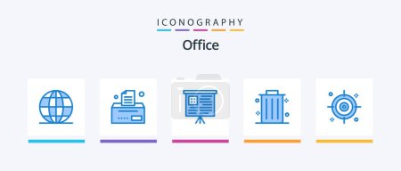 Téléchargez les illustrations : Office Blue 5 Icon Pack Including . chart. target. business. Creative Icons Design - en licence libre de droit