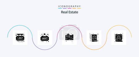 Illustration for Real Estate Glyph 5 Icon Pack Including property. calendar. estate. real estate. insurance - Royalty Free Image