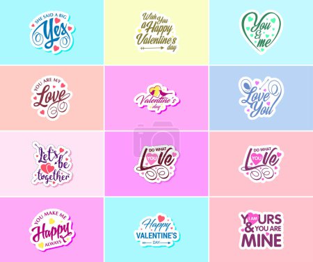 Illustration for Valentine's Day: A Time for Love and Beautiful Visual Stickers - Royalty Free Image