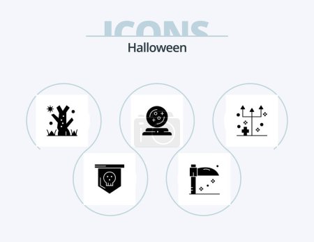 Illustration for Halloween Glyph Icon Pack 5 Icon Design. horror. frightening. holiday. eve. october - Royalty Free Image
