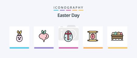 Illustration for Easter Line Filled 5 Icon Pack Including bird. happy. fruit. baby. chicken. Creative Icons Design - Royalty Free Image