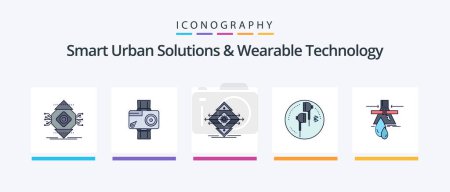 Illustration for Smart Urban Solutions And Wearable Technology Line Filled 5 Icon Pack Including technology. satellite. virtual. headset. Creative Icons Design - Royalty Free Image