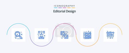 Illustration for Editorial Design Blue 5 Icon Pack Including art. document. difference. design. art - Royalty Free Image