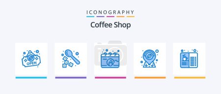 Ilustración de Coffee Shop Blue 5 Icon Pack Including drink. cafe. break. book. location. Creative Icons Design - Imagen libre de derechos