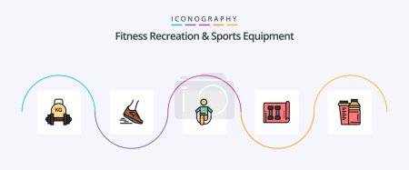 Ilustración de Fitness Recreation And Sports Equipment Line Filled Flat 5 Icon Pack Including inventory. equipment. runner. skipping. jumping - Imagen libre de derechos