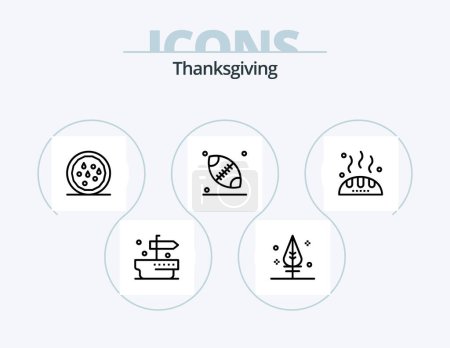 Ilustración de Thanks Giving Line Icon Pack 5 Icon Design. thanksgiving. blowing. hat. thanksgiving. cutlery - Imagen libre de derechos