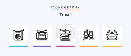 Téléchargez les illustrations : Travel Line 5 Icon Pack Including travel. binoculars. luggage. binocular. garbage. Creative Icons Design - en licence libre de droit