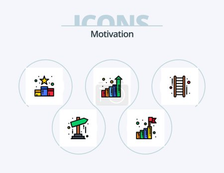 Illustration for Motivation Line Filled Icon Pack 5 Icon Design. grow. medal. award. first position. award - Royalty Free Image