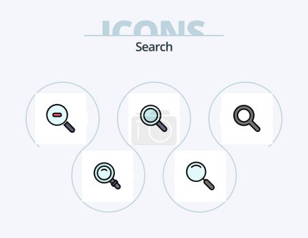 Téléchargez les illustrations : Search Line Filled Icon Pack 5 Icon Design. magnify. general. research. glass. search - en licence libre de droit