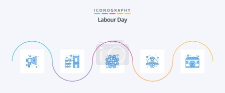 Ilustración de Labour Day Blue 5 Icon Pack Including calendar. helmet. day. hard. add - Imagen libre de derechos