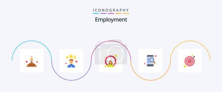 Ilustración de Employment Flat 5 Icon Pack Including strategy. online. employee. search. find - Imagen libre de derechos