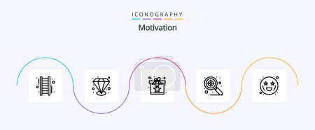 Illustration for Motivation Line 5 Icon Pack Including emoticons. adoration. present. target. focus - Royalty Free Image