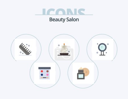Illustration for Beauty Salon Flat Icon Pack 5 Icon Design. illumination. candle. skin cleansing. burning light. hairdressing - Royalty Free Image