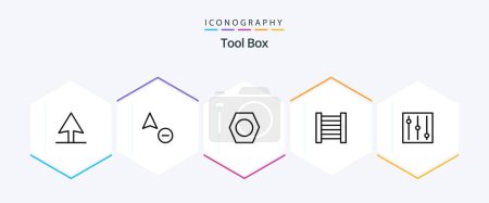 Illustration for Tools 25 Line icon pack including . tools. - Royalty Free Image