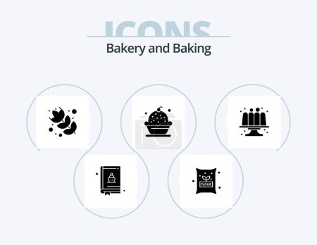 Illustration for Baking Glyph Icon Pack 5 Icon Design. cake. baked. food. pie. creamy - Royalty Free Image
