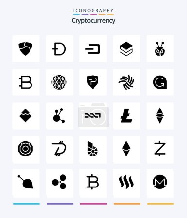 Illustration for Creative Cryptocurrency 25 Glyph Solid Black icon pack  Such As stratis. crypto currency. crypto. crypto. dash - Royalty Free Image