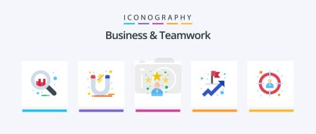 Ilustración de Business And Teamwork Flat 5 Icon Pack Including target. employee. avatar. goal. achievement. Creative Icons Design - Imagen libre de derechos