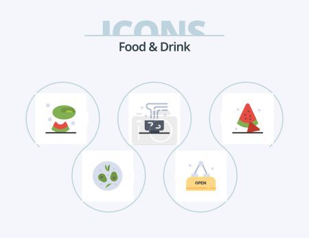 Téléchargez les illustrations : Food And Drink Flat Icon Pack 5 Icon Design. mug. food and restaurant. food. - en licence libre de droit
