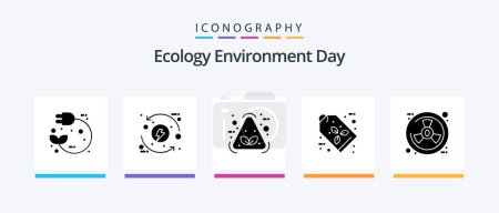 Téléchargez les illustrations : Ecology Glyph 5 Icon Pack Including tag. eco label. eco. eco. item. Creative Icons Design - en licence libre de droit